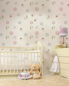 Papel de Parede Infantil para Quarto de Bebê Docinhos Cupcake