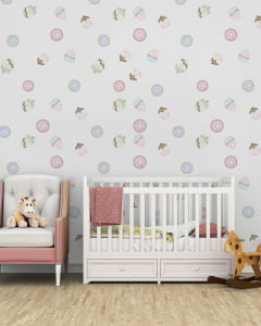 Papel de Parede Infantil para Quarto de Bebê Docinhos Cupcake