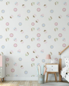 Papel de Parede Infantil para Quarto de Bebê Docinhos Cupcake