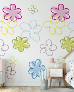 Papel de Parede Infantil Floral Lúdico - VR176