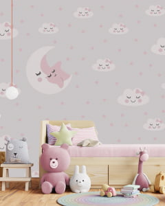 Papel de Parede Infantil para Quarto de Bebê Nuvens