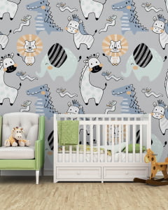 Papel de parede safari infantil para quarto de bebê adesivo