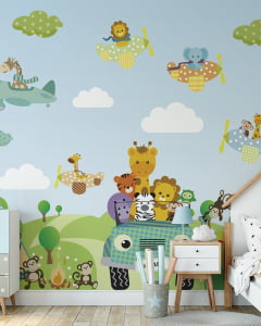 Papel de Parede Infantil Safari na Estrada