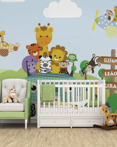 Papel de Parede Infantil Safari na Estrada