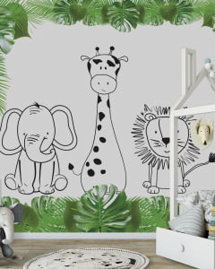 Papel de Parede Infantil Safari