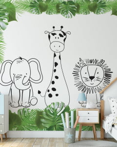 Papel de Parede Infantil Safari