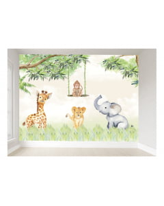 Papel de Parede Infantil para Quarto de Bebê Safari Natureza