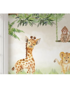 Papel de Parede Infantil para Quarto de Bebê Safari Natureza