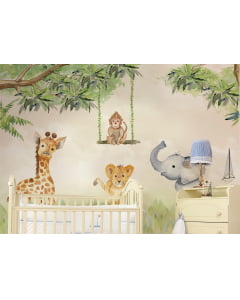 Papel de Parede Infantil para Quarto de Bebê Safari Natureza