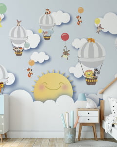 Papel de Parede Infantil Safari no Céu