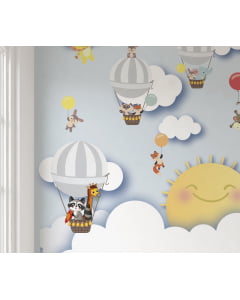 Papel de Parede Infantil Safari no Céu