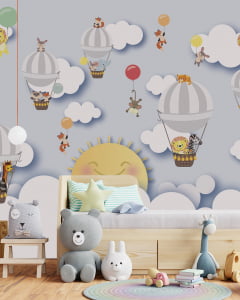 Papel de Parede Infantil Safari no Céu