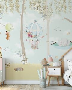 Papel de Parede Infantil Safari Baby para Quarto de Bebê Adesivo