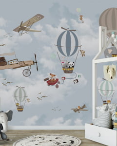 Papel de Parede Infantil Safari com Aviões