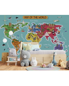 Papel de Parede Infantil Mapa Mundi - VR31