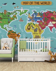 Papel de parede Infantil Mapa Mundi