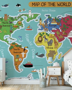 Papel de parede Infantil Mapa Mundi