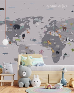 Papel de parede para quarto de bebê Safari pelo Mundo