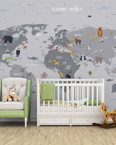 Papel de parede para quarto de bebê Safari pelo Mundo