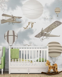 Papel de Parede Infantil Balões Aviador - VR161