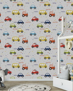 Papel de Parede Infantil Carrinhos