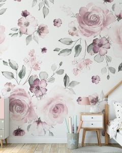 Papel de Parede Infantil Floral Rosas - VR349