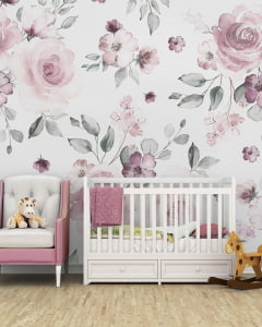 Papel de Parede Infantil Lavável Floral Rosas