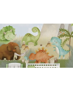 Papel de Parede Infantil Safári  Dinossauros na Floresta