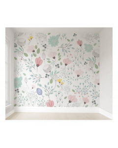 Papel de Parede Infantil Floral Menina - VR73