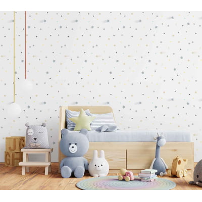 Papel de Parede Estrelas Infantil Colorido Rolo 3m - VRC666