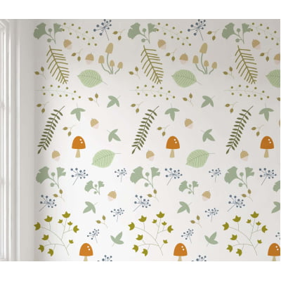 Papel de Parede Corações Infantil Bosque Cogumelos Rolo 3m - VRC339