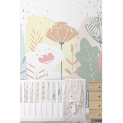 Papel de Parede Infantil Floral Rosa Menina