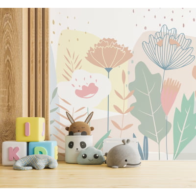 Papel de Parede Infantil Floral Rosa Menina