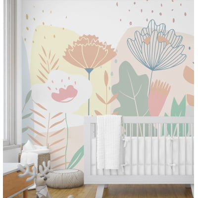 Papel de Parede Infantil Floral Rosa Menina