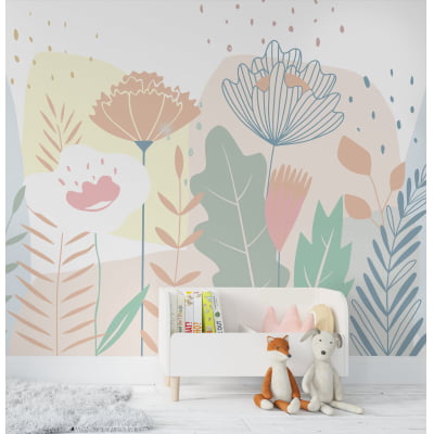 Papel de Parede Infantil Floral Rosa Menina