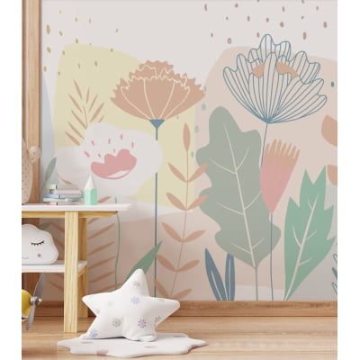 Papel de Parede Infantil Floral Rosa Menina