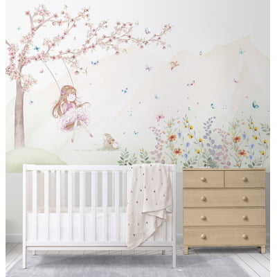 Papel de Parede Infantil menina floral