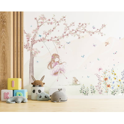 Papel de Parede Infantil menina floral