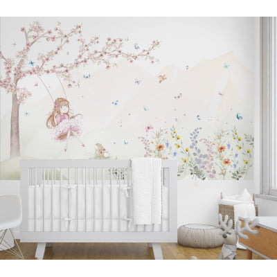 Papel de Parede Infantil menina floral