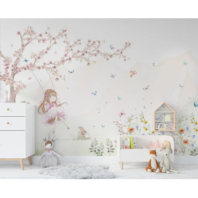 Papel de Parede Infantil menina floral