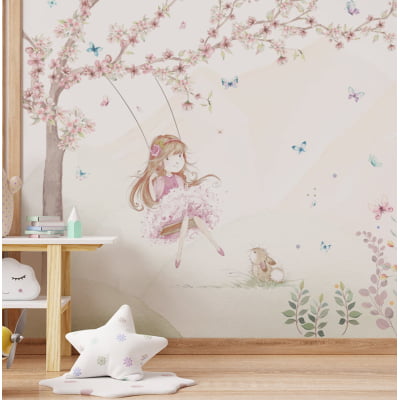 Papel de Parede Infantil menina floral