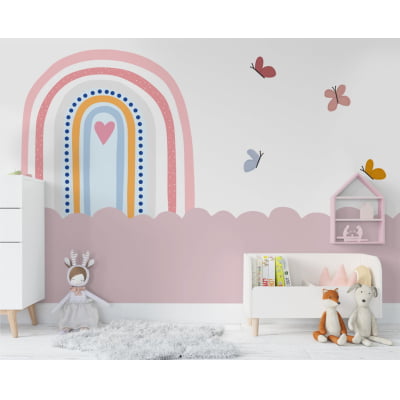 Papel de parede Arco Íris e Borboletas Infantil menina - VR569