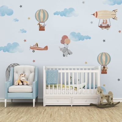 Papel De Parede Florais Borboletas Quarto Infantil Bebê VR588