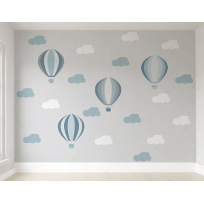 Papel De Parede Balão Menino Quarto Infantil Bebê VR184