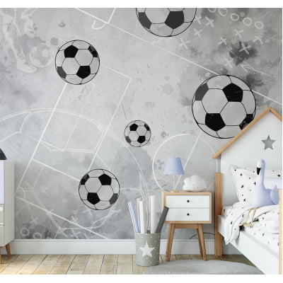 Papel de Parede campo bolas de futebol quarto infantil bebê  - VR694