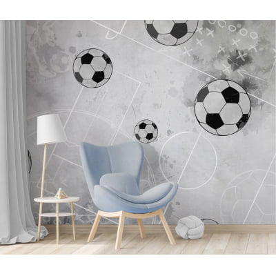 Papel de Parede campo bolas de futebol quarto infantil bebê  - VR694