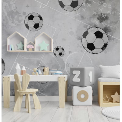 Papel de Parede campo bolas de futebol quarto infantil bebê  - VR694