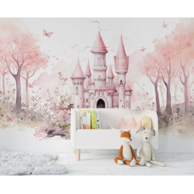 Papel De Parede Castelinho Árvore Floral Bebê Infantil vr624