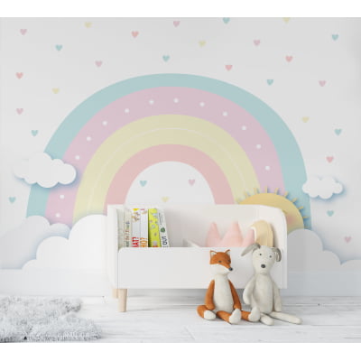 Papel De Parede Céu Arco-íris Colorido Infantil Bebê - VR622