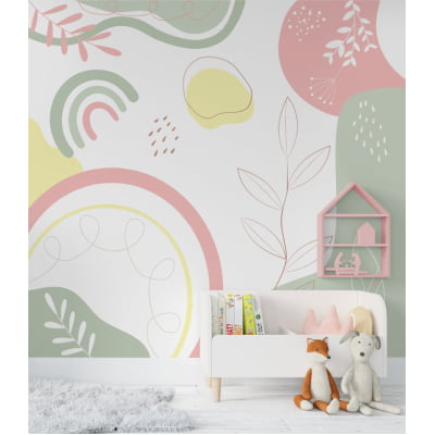 Papel De Parede Desenhos Coloridos Floral Quarto Bebê - VR606